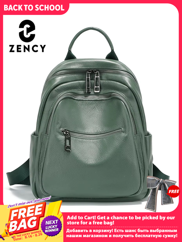 Women Bags Green - Zency Green Genuine Leather Backpack For