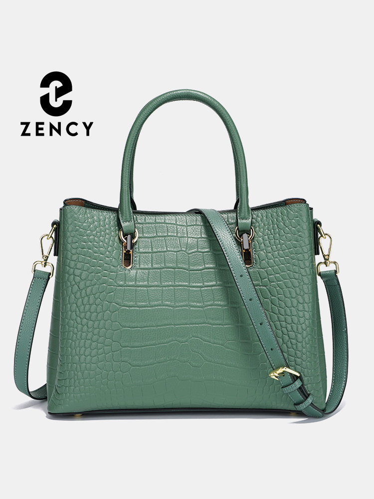 Women Bags Green - Zency Women's Genuine Leather Top Handle