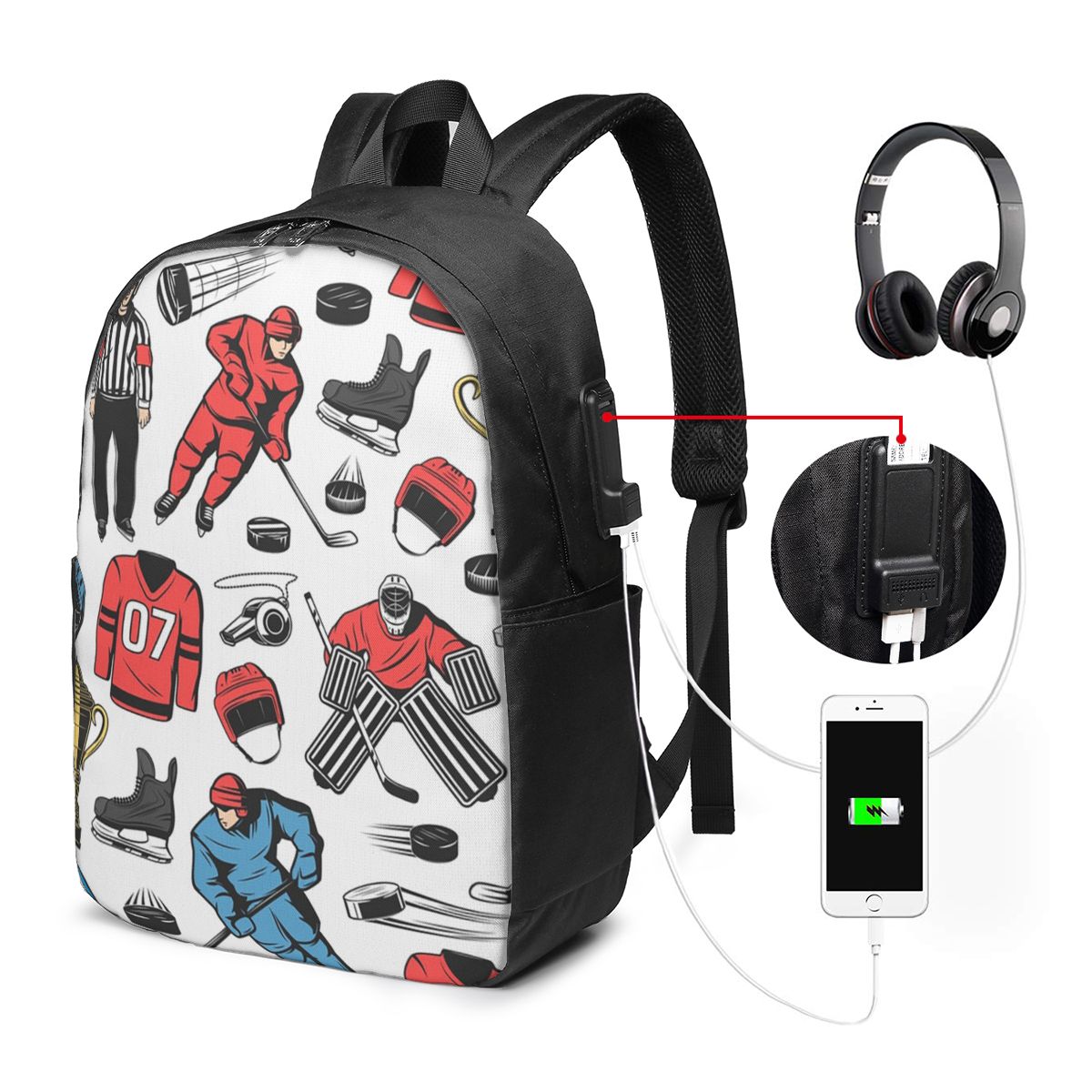 Womens Backpack - Ice Hockey Players On Rink Backpack