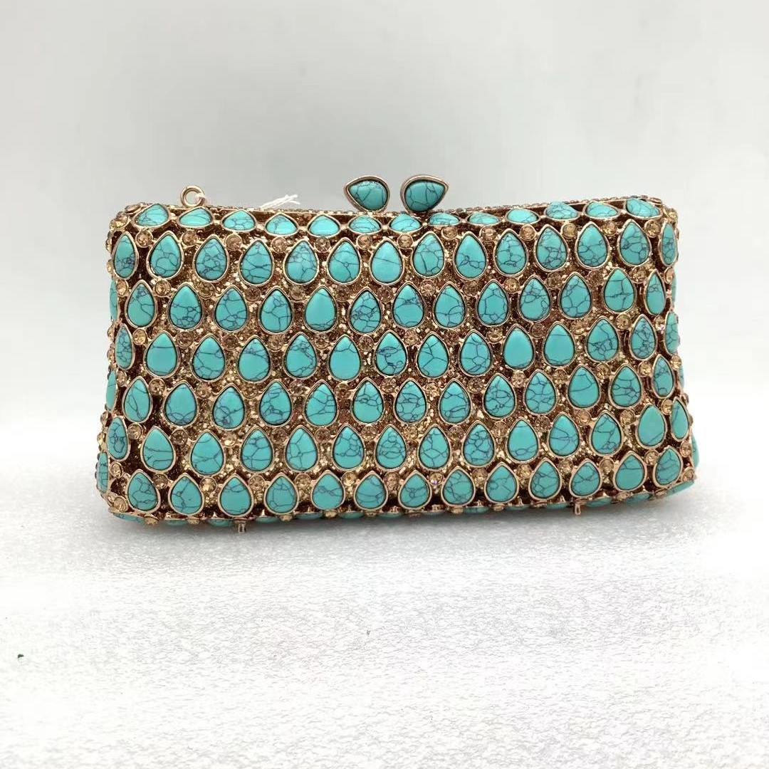 Women Bags Green - Lady turquoise Evening Clutch Bags For
