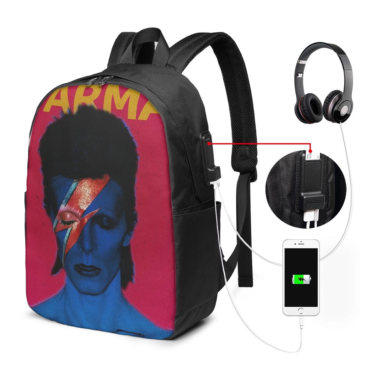 Womens Backpack - Davids Bowied Backpack Travel Notebook Bag