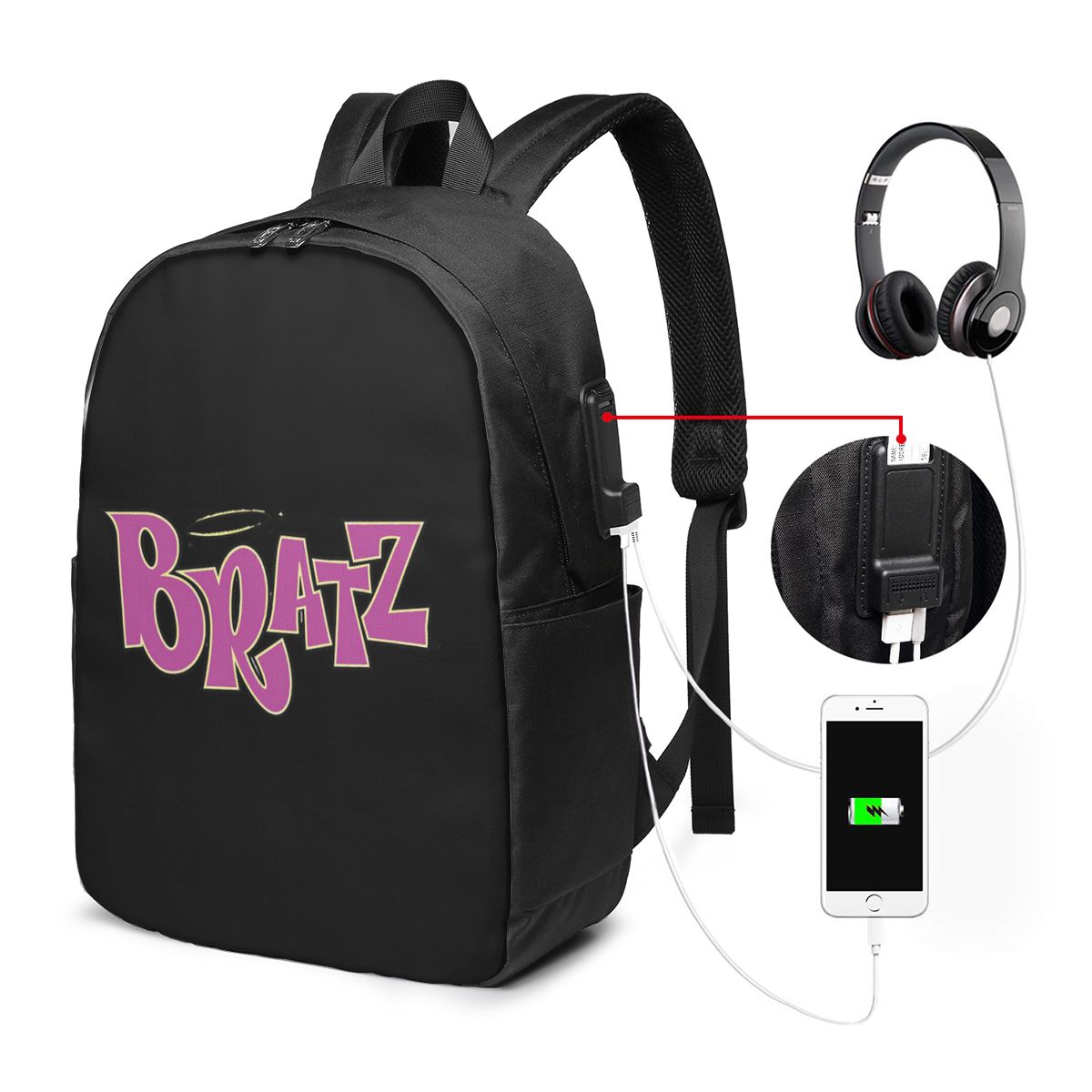 Womens Backpack - Bratz Logo Backpack Travel Notebook Bag