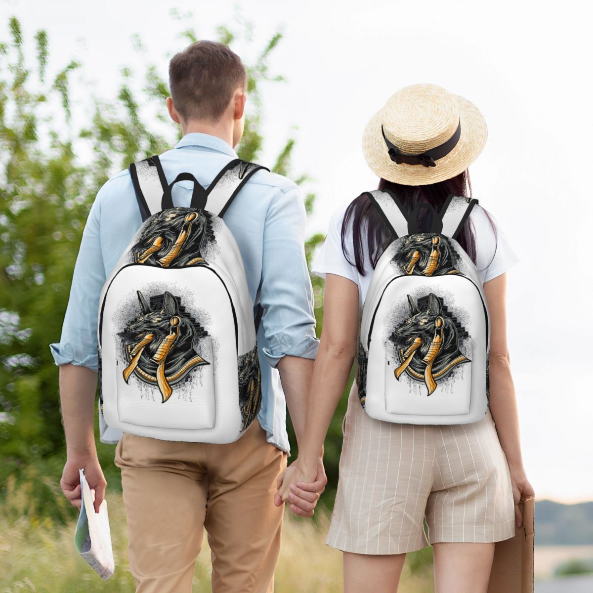 Women Bags Egypt - God Anubis Egypt Backpack Student BookBag