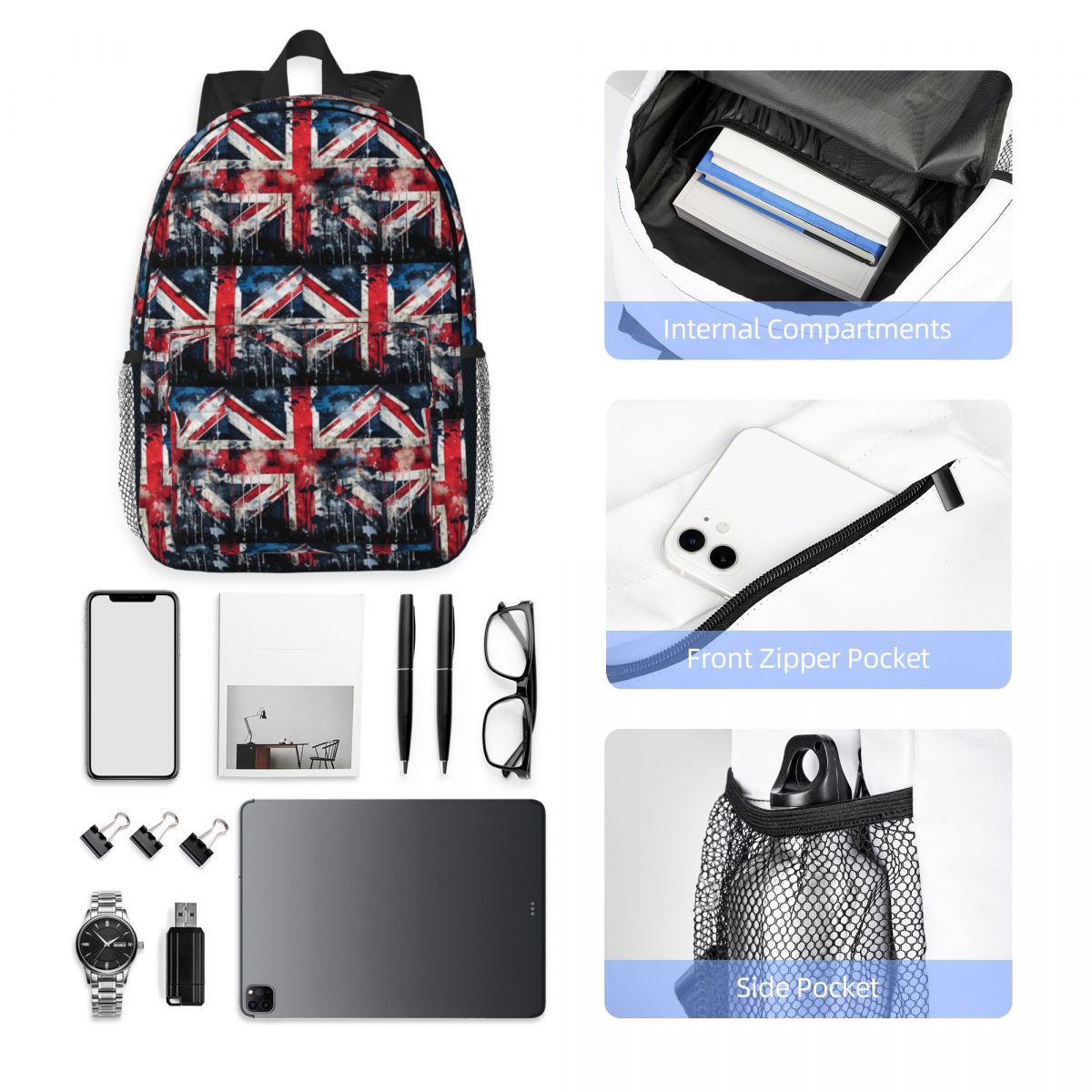 UK Flag Paint Texture Backpack - Women Bags Uk review and price