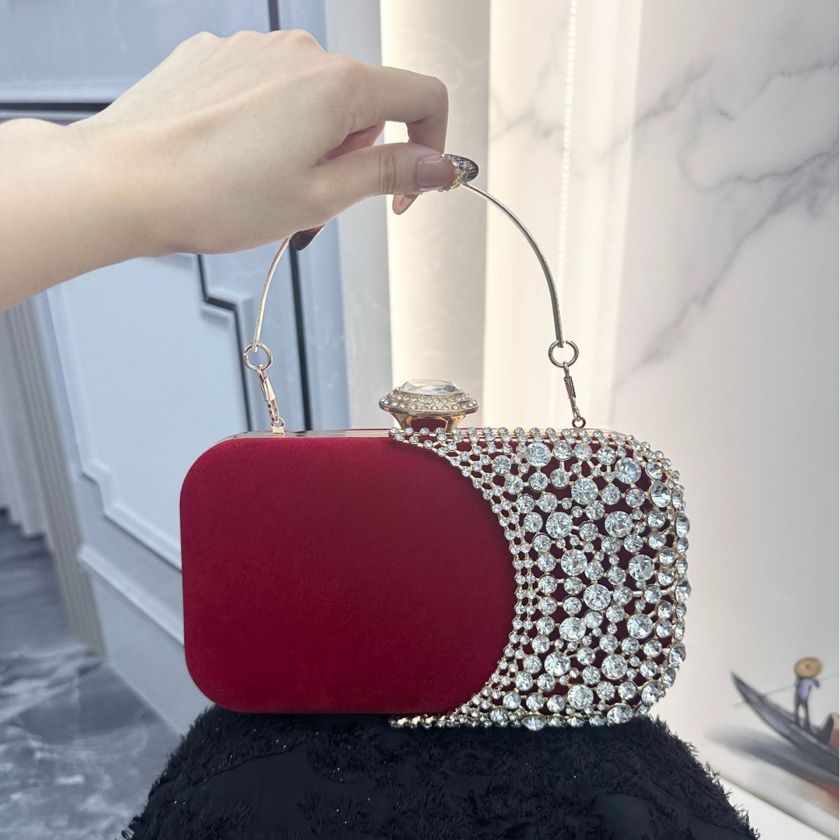 Retro Diamond Embedded Evening - Clutch Bag Evening review and price