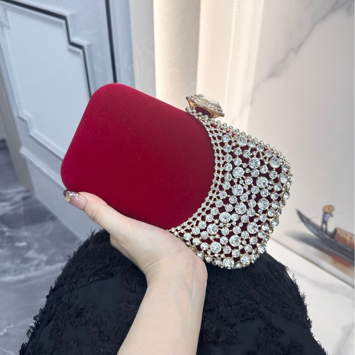 Retro Diamond Embedded Evening - Clutch Bag Evening review and price