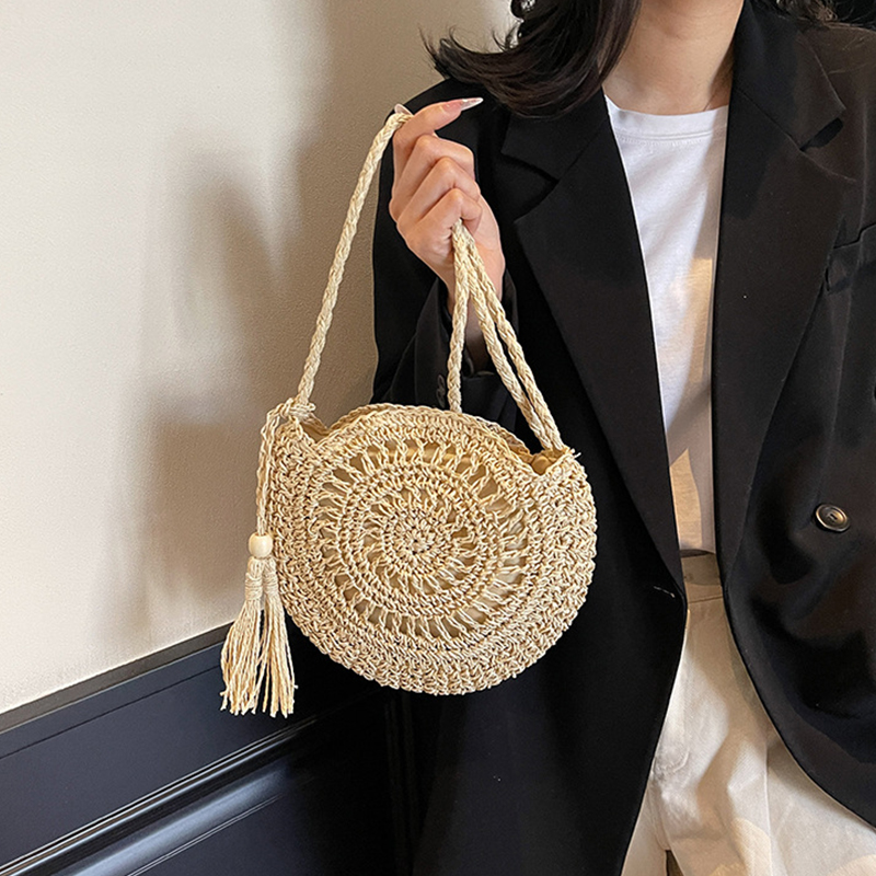 Women Hollow Straw Bag Circle  - Circle Round Bag review and price