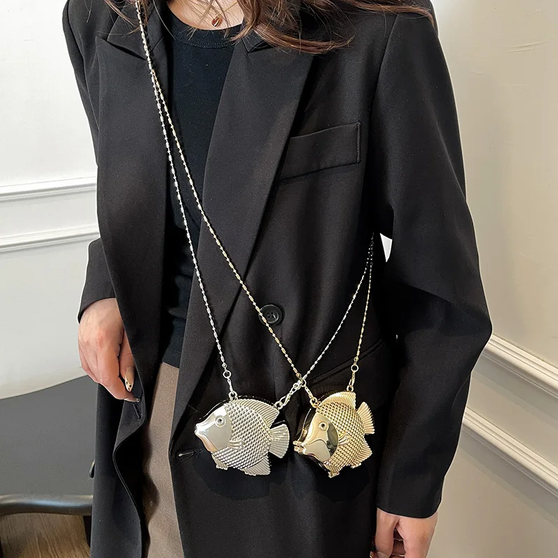 Cute Little Fish Shape Metal M - Clutch Bag Evening review and price