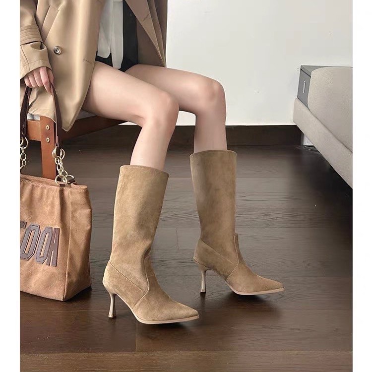 Cow Suede Mid-calf Modern Boot - Women Bags For Sale review and price